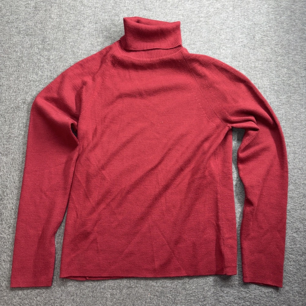 Ann Taylor Loft Women's Red Sweater Size Medium Turtleneck Cashmere Wool Blend